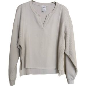 Nike Yoga Dri-Fit Waffle Knit Long Sleeve Tee Top Size S Ivory V-Neck